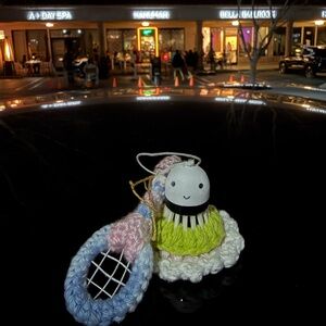 Crochet Jellyfish Keychain with Racket Charm